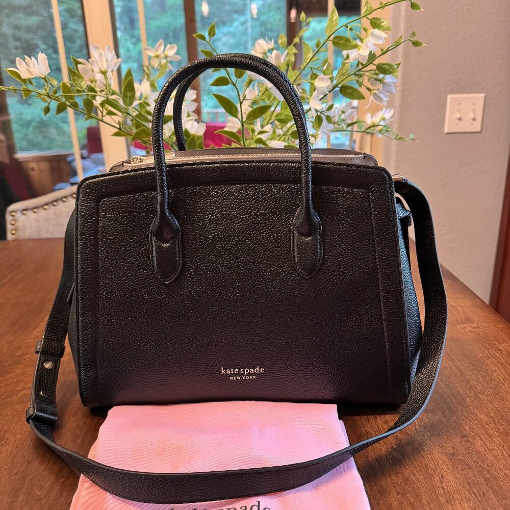Kate Spade Knott Large Satchel Black Pebbled Leather with Dust Bag
